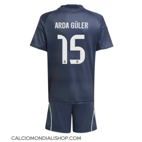 Maglie da calcio Real Madrid Arda Guler #15 Seconda Maglia Bambino 2025-26 Manica Corta (+ Pantaloni corti)